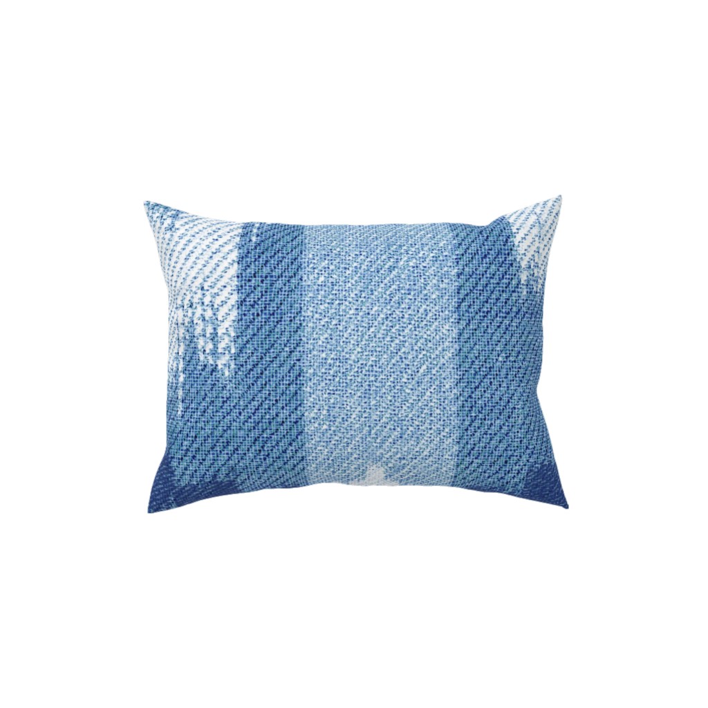 Blue Ikat Pillow, Woven, White, 12x16, Double Sided, Blue, True Blue