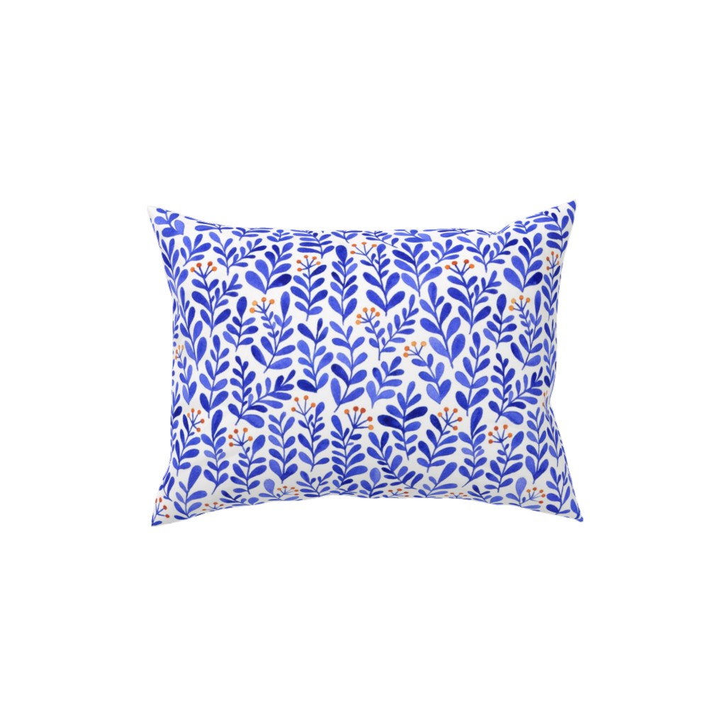 Leaves - Blue Pillow, Woven, White, 12x16, Double Sided, Blue