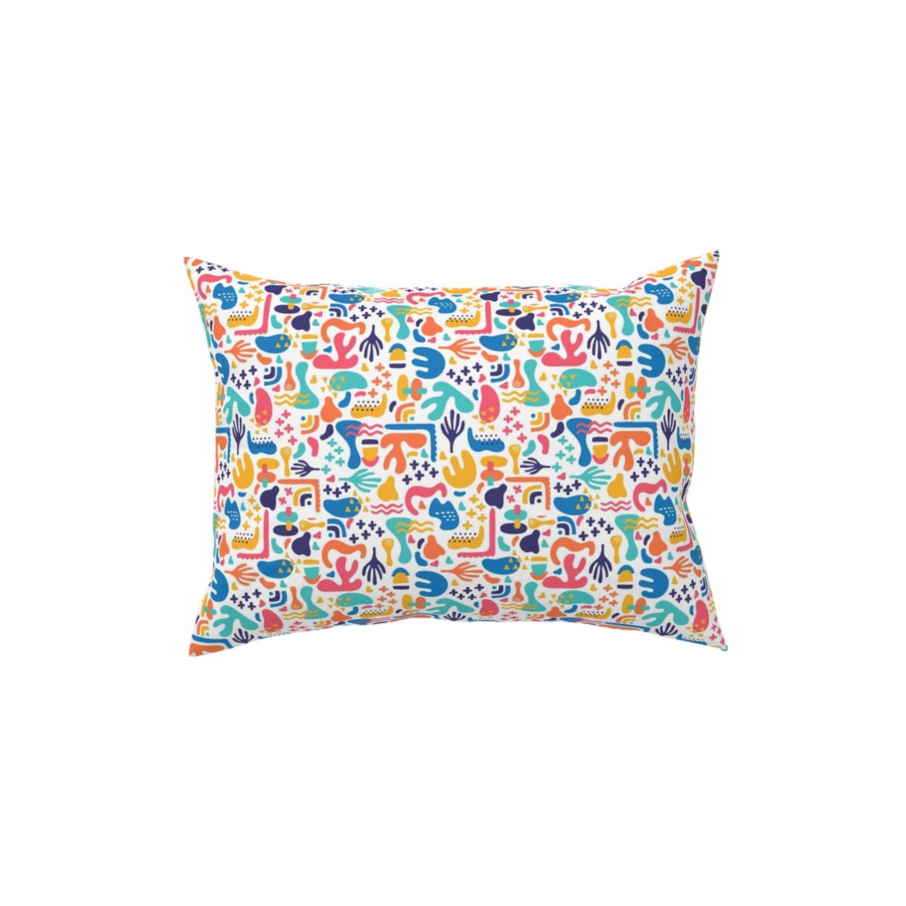 Organic Abstract Design - Multi Pillow, Woven, White, 12x16, Double Sided, Multicolor
