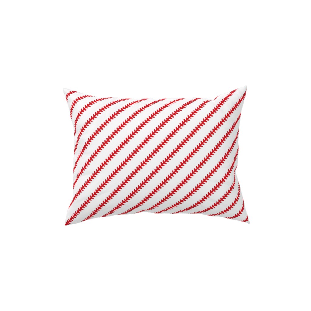 Baseball Stitch - Baseball - White Pillow, Woven, White, 12x16, Double Sided, Red