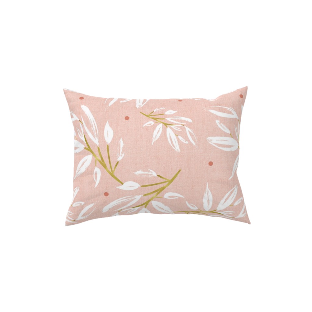 Zen - Gilded Leaves - Blush Pink Large Pillow, Woven, White, 12x16, Double Sided, Pink, Bright Pink