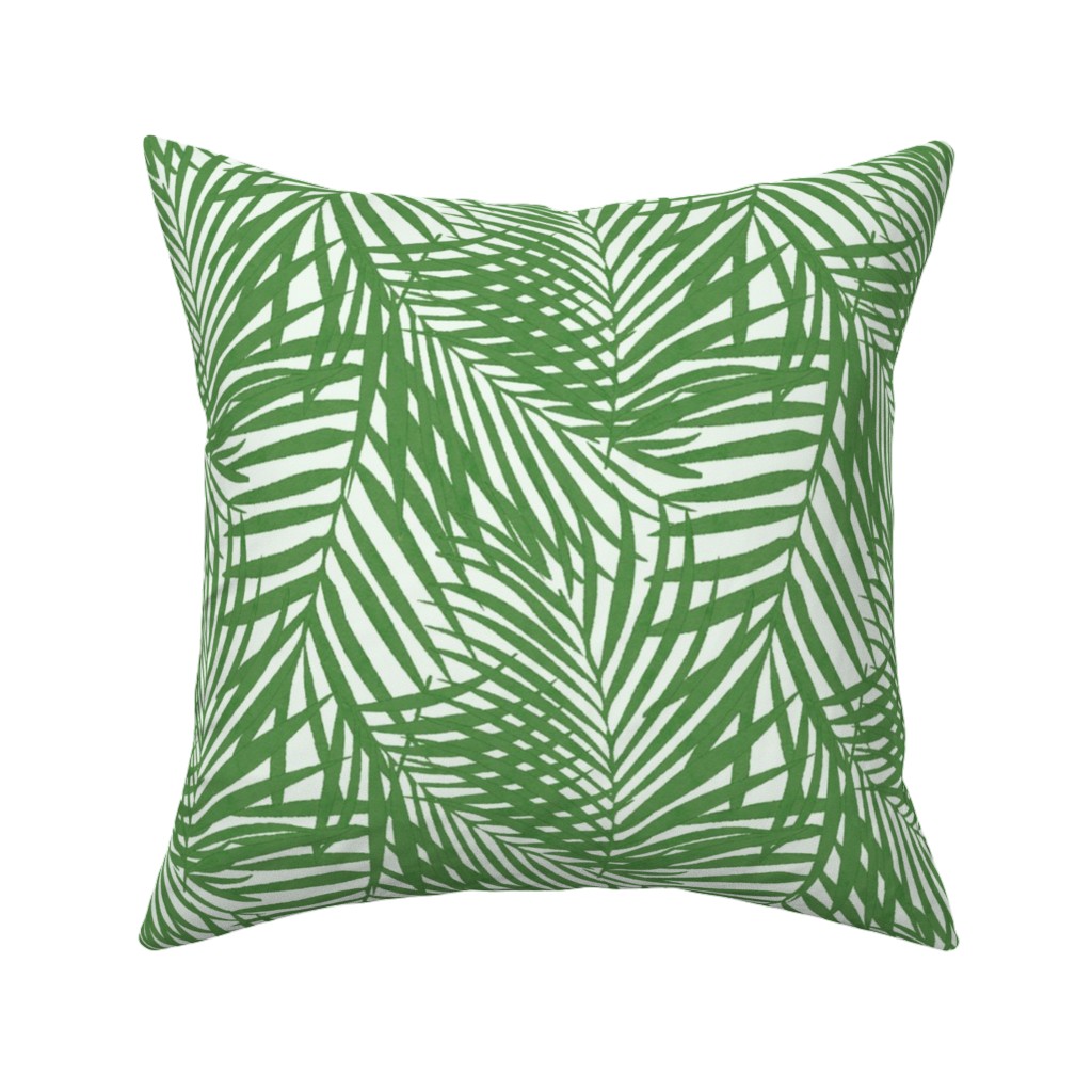 Watercolor Fronds - Green Pillow, Woven, White, 16x16, Double Sided, Green, Classic Green