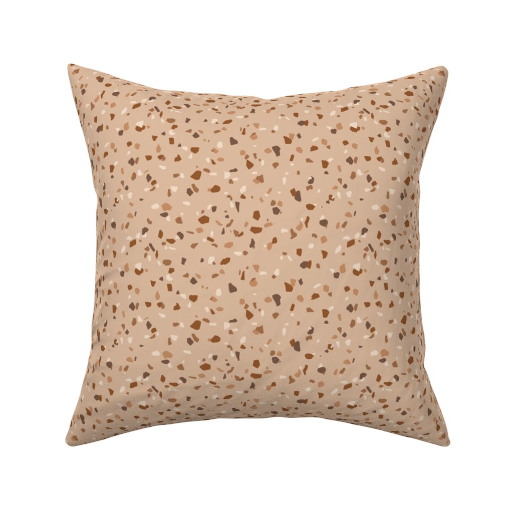 Terrazzo - Brown Pillow, Woven, White, 16x16, Double Sided, Brown