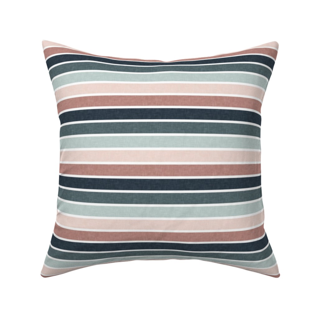 Stripes - Multi Blue & Pink Pillow, Woven, White, 16x16, Double Sided, Multicolor