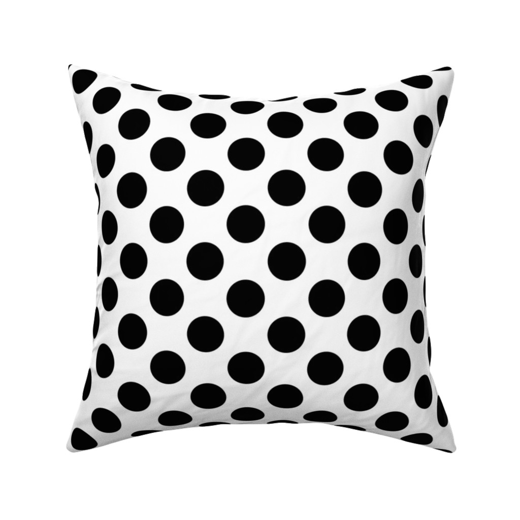 Polka Dot - Black and White Pillow, Woven, White, 16x16, Double Sided, Black