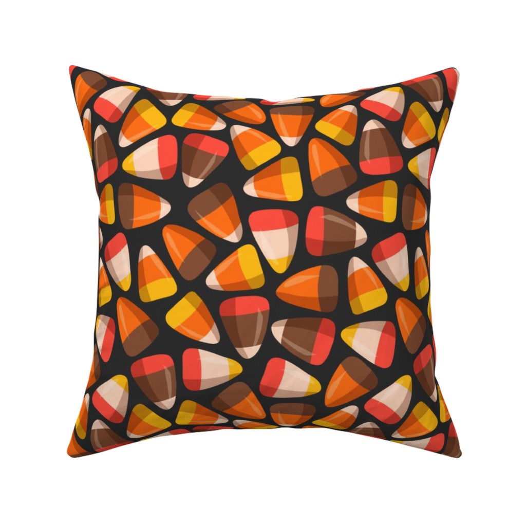 Candy Corn - Midnight Pillow, Woven, White, 16x16, Double Sided, Orange, Orange