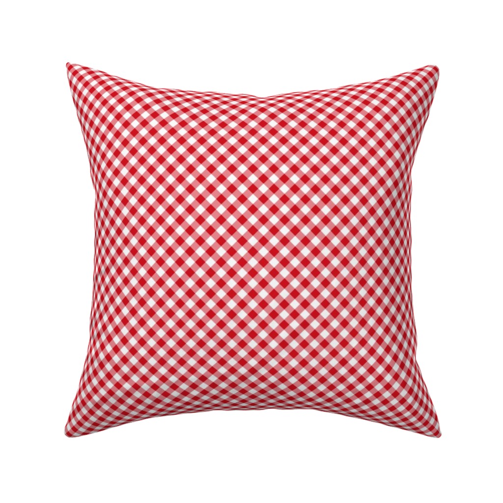 Diagonal Gingham - Red and White Pillow, Woven, White, 16x16, Double Sided, Red