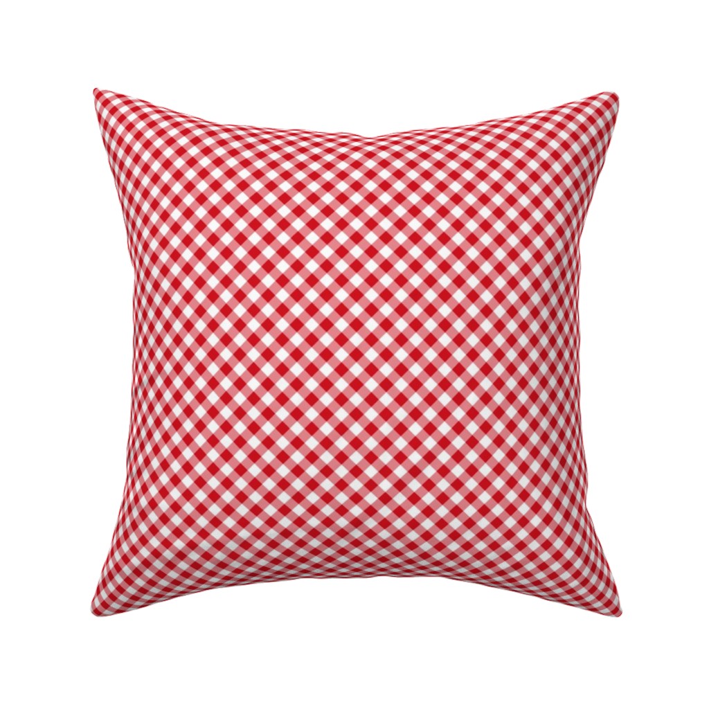Diagonal Gingham - Red and White Pillow, Woven, White, 16x16, Double Sided, Red, Red