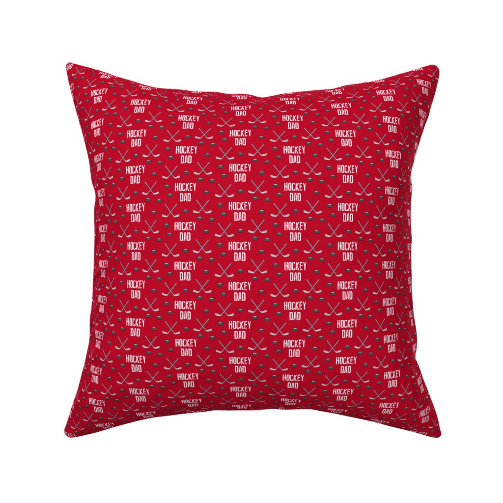 Hockey Dad - Red Pillow, Woven, White, 16x16, Double Sided, Red
