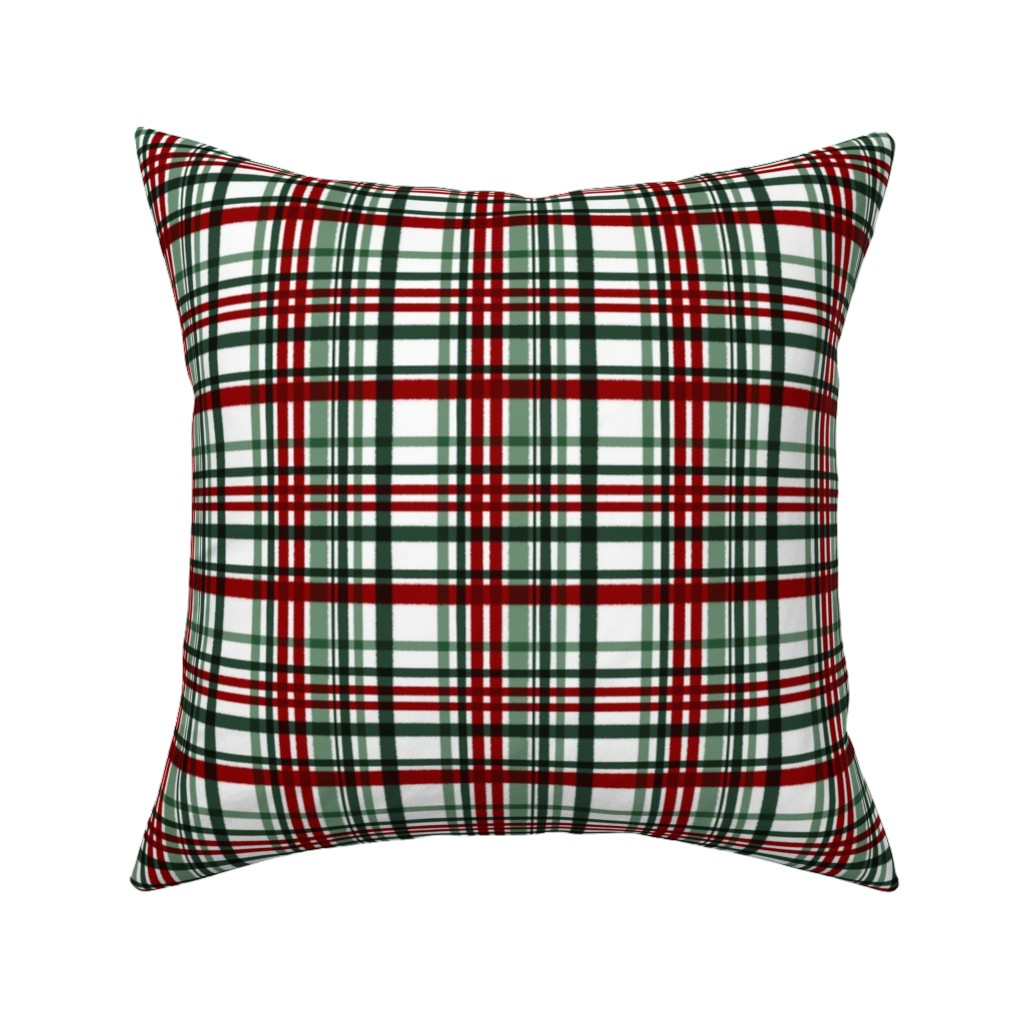 Intricate Plaid Pillow, Woven, White, 16x16, Double Sided, Green