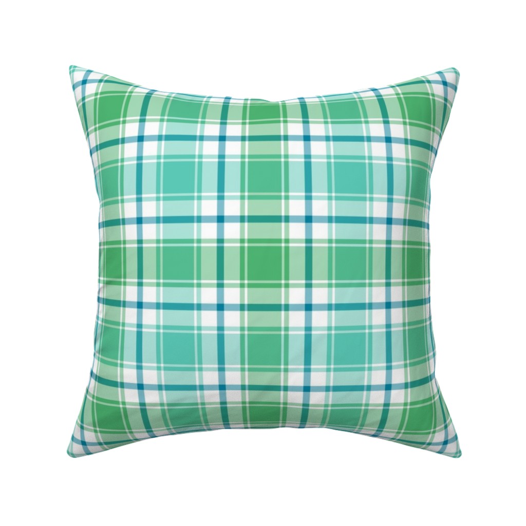 Blue And Green Plaid Pillow