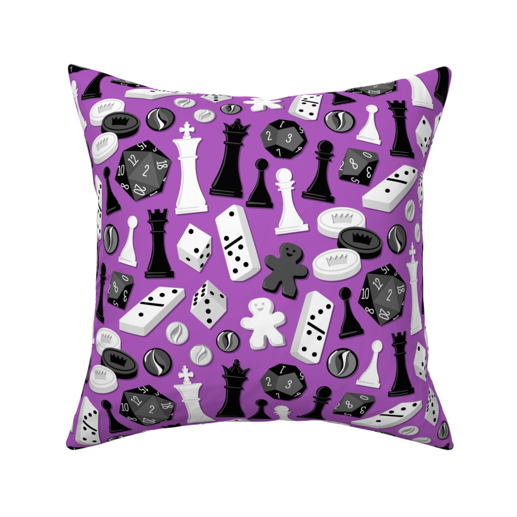 Game on Pillow, Woven, White, 16x16, Double Sided, Purple, Grape