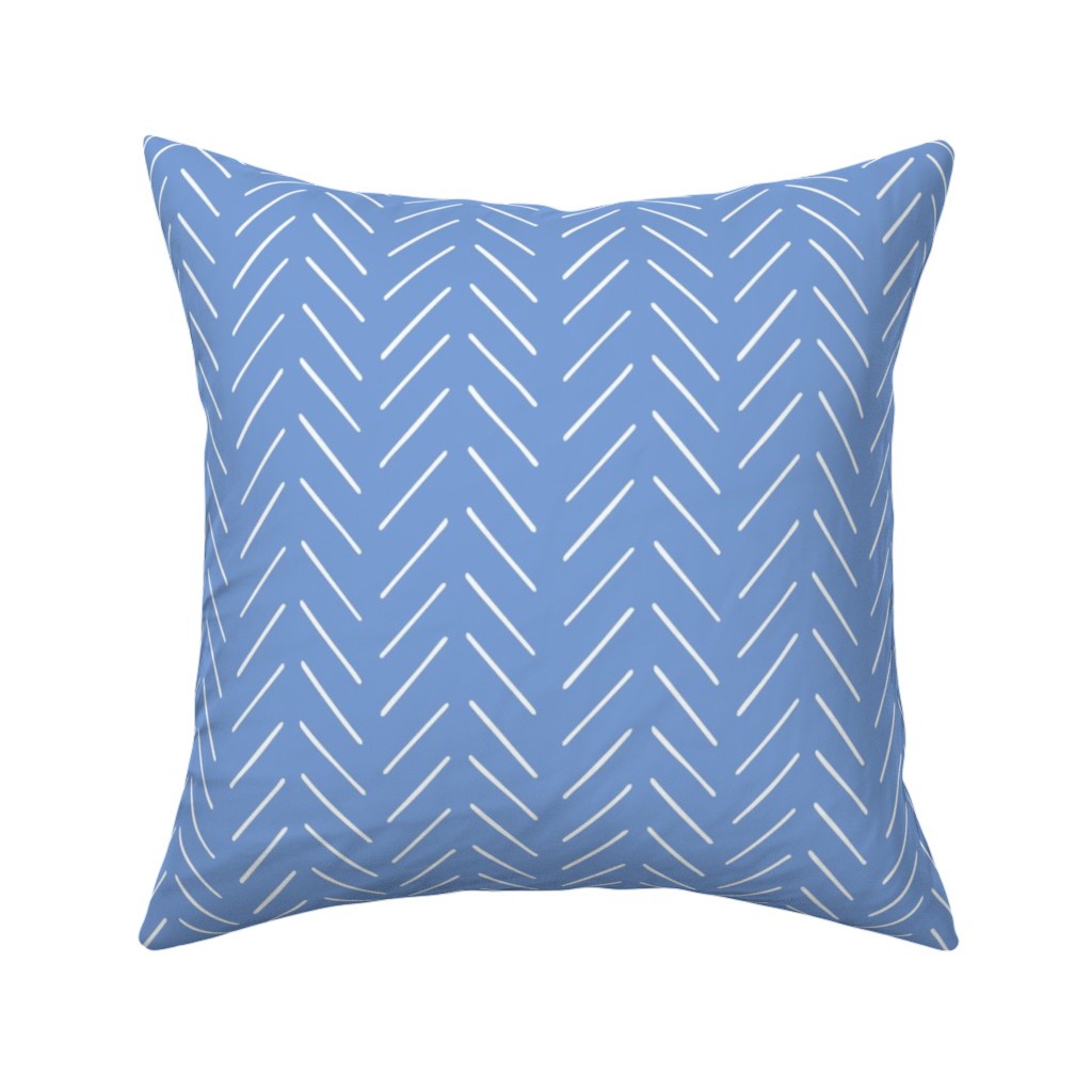 Tracks - White on Blue Pillow, Woven, White, 16x16, Double Sided, Blue, True Blue