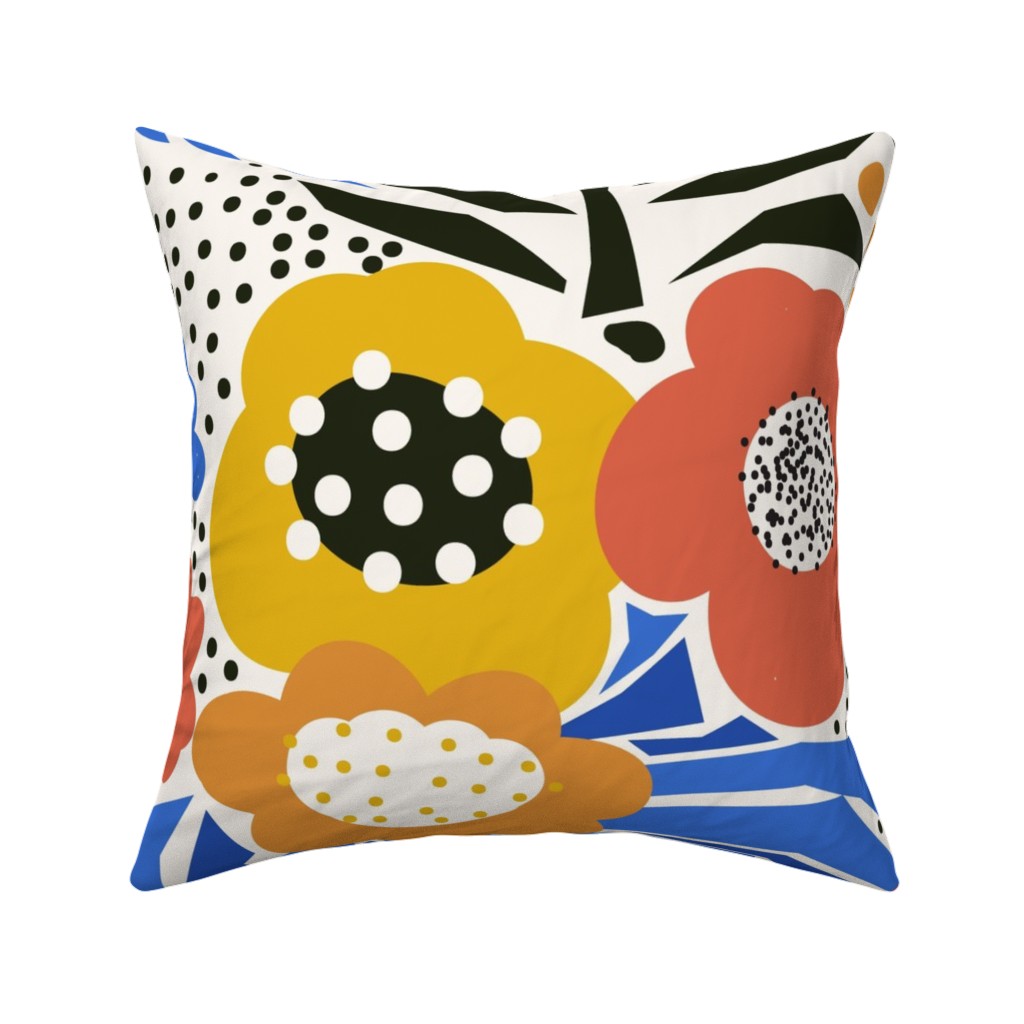 Papercut Flowers - Multi Pillow, Woven, White, 16x16, Double Sided, Multicolor