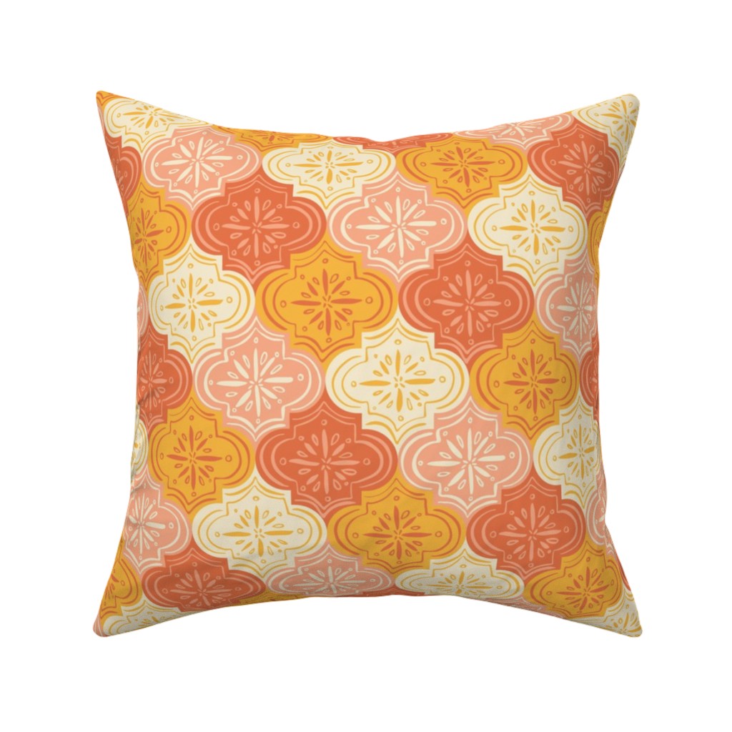Arabesque - Warm Pillow, Woven, White, 16x16, Double Sided, Orange, Orange