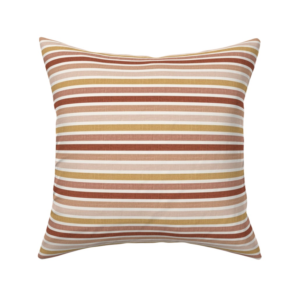 Retro Stripes - Pink on Faux Linen Pillow, Woven, White, 16x16, Double Sided, Pink