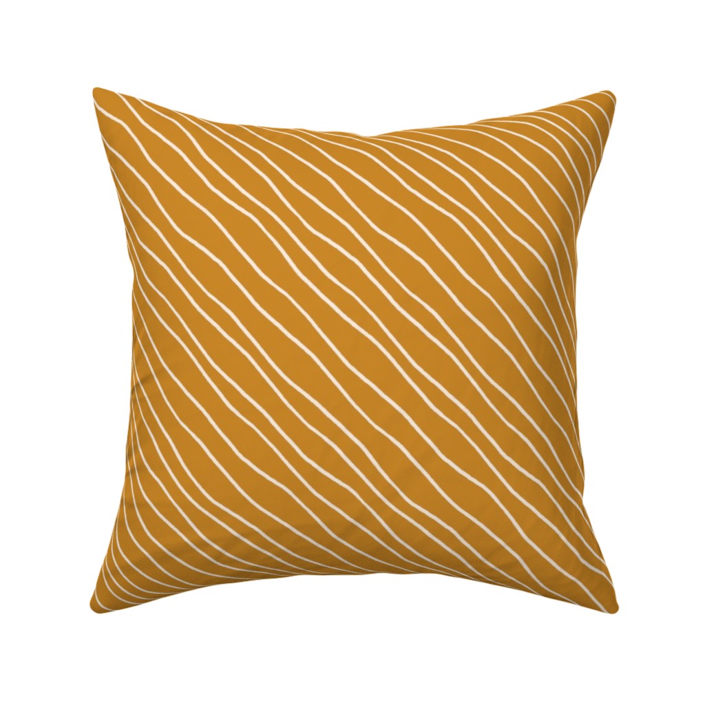 Charlie - Mustard Pillow, Woven, White, 16x16, Double Sided, Orange