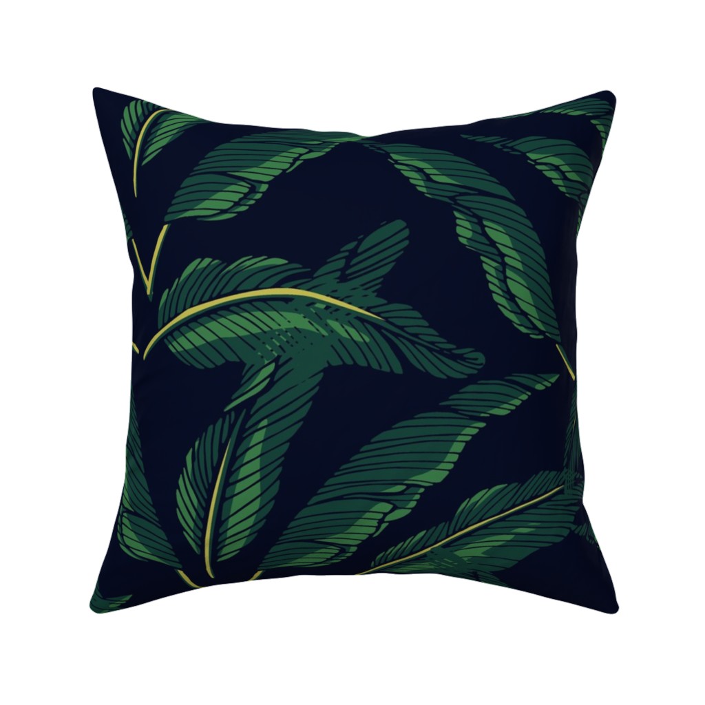 Moody Banana Leaves - Green Pillow, Woven, White, 16x16, Double Sided, Green, Classic Green