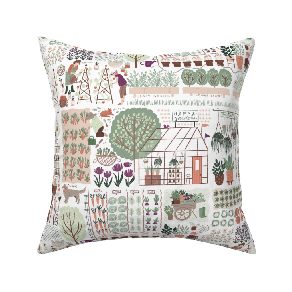 My Favorite Greenhouse - Multicolor Pillow, Woven, White, 16x16, Double Sided, Multicolor