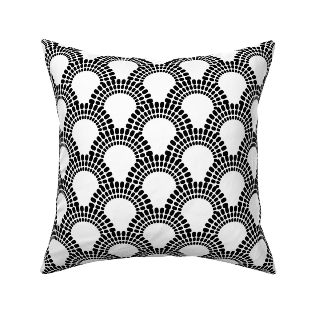 Scallops - Black & White Pillow, Woven, White, 16x16, Double Sided, Black, Black