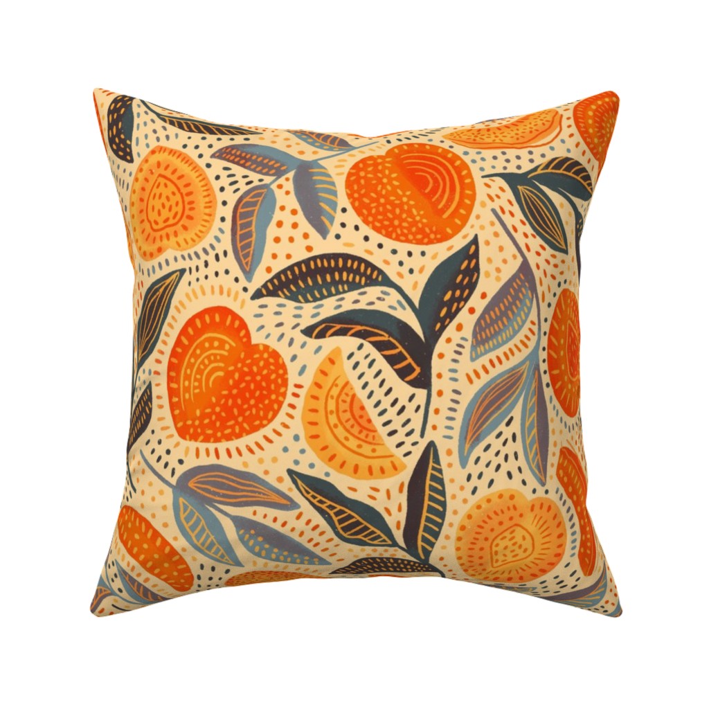 Life's a Peach Pillow, Woven, White, 16x16, Double Sided, Orange