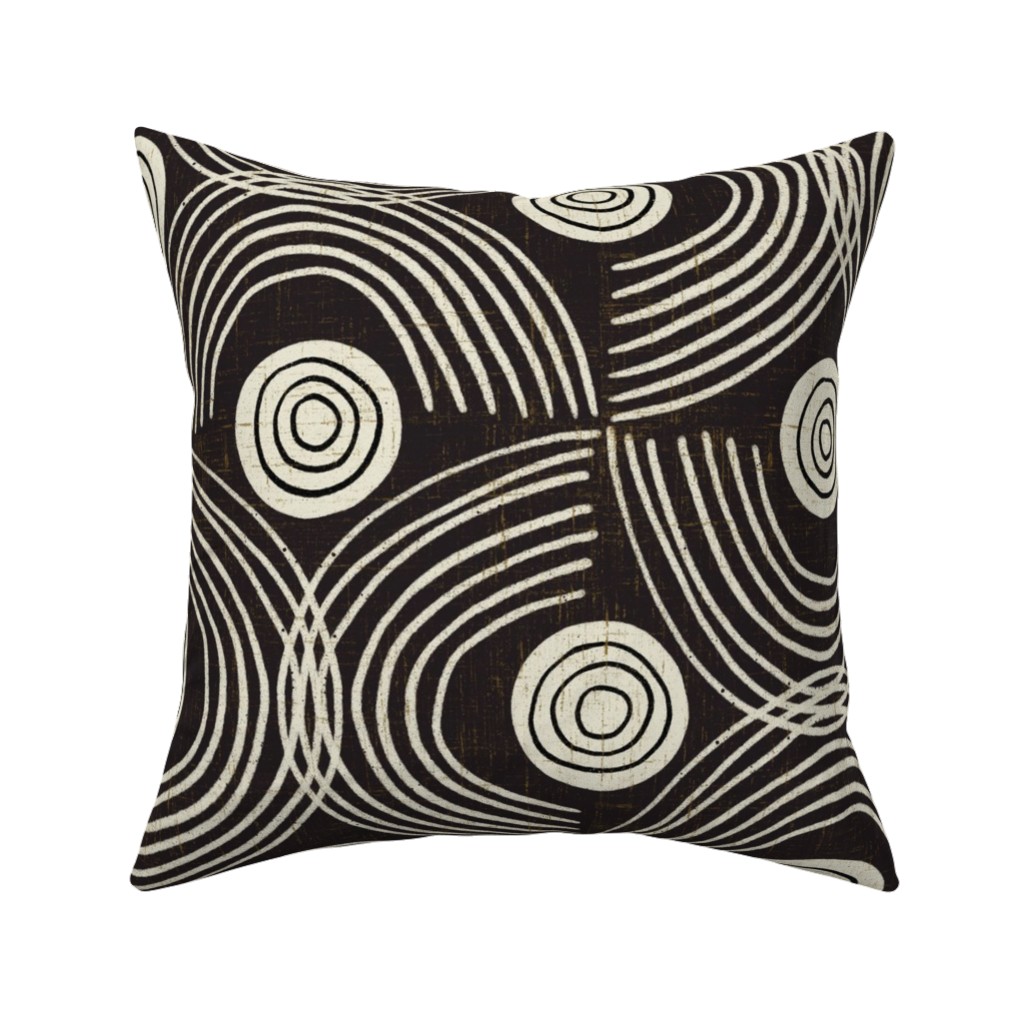 Open Ended - Black Pillow, Woven, White, 16x16, Double Sided, Black, Black