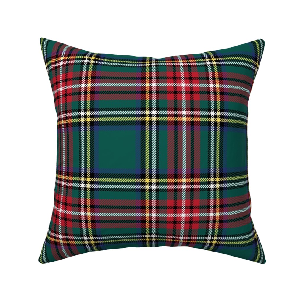 Royal Stewart Tartan Plaid - Multi Pillow, Woven, White, 16x16, Double Sided, Green