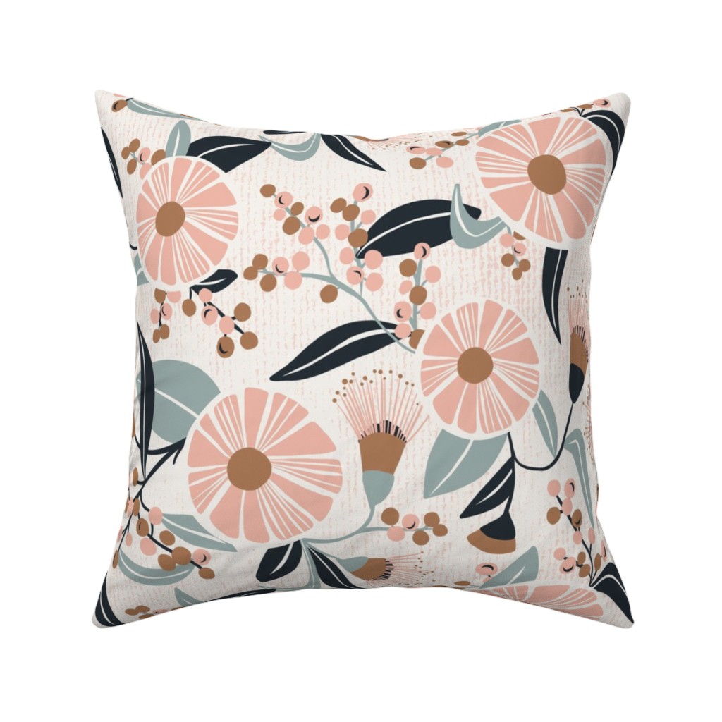 Madelyn Botanical Floral - Pink Pillow, Woven, White, 16x16, Double Sided, Pink, Bright Pink