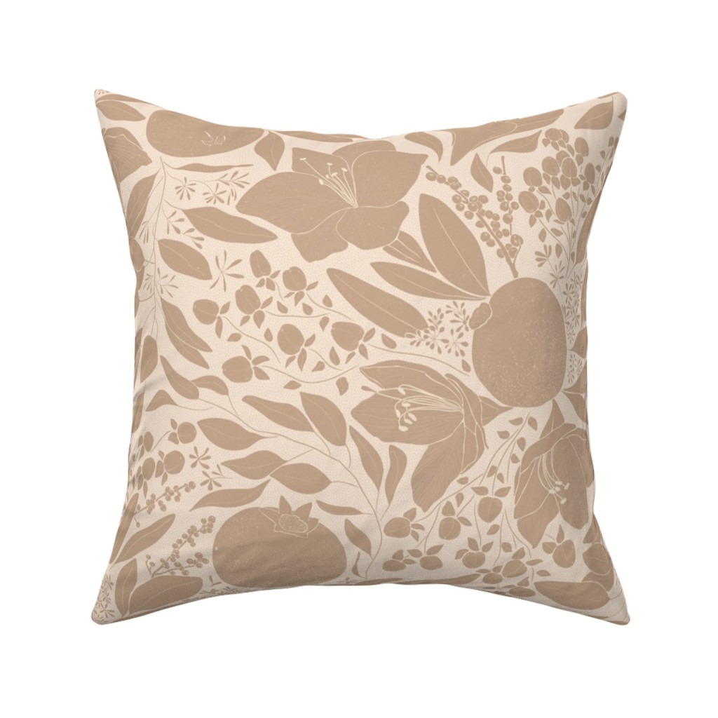 Winter Florals - Neutral Pillow, Woven, White, 16x16, Double Sided, Beige, Pearl