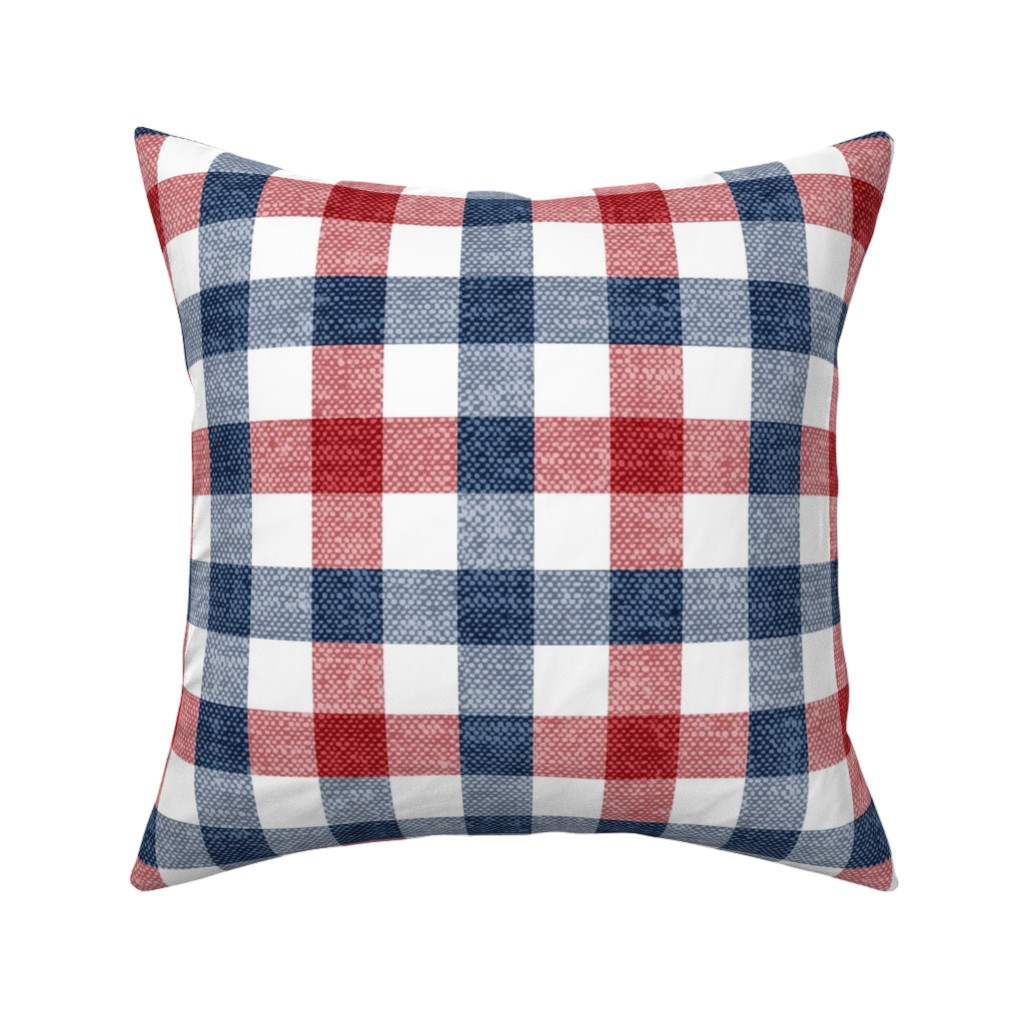 Red, White and Blue Plaid Pillow, Woven, White, 16x16, Double Sided, Multicolor