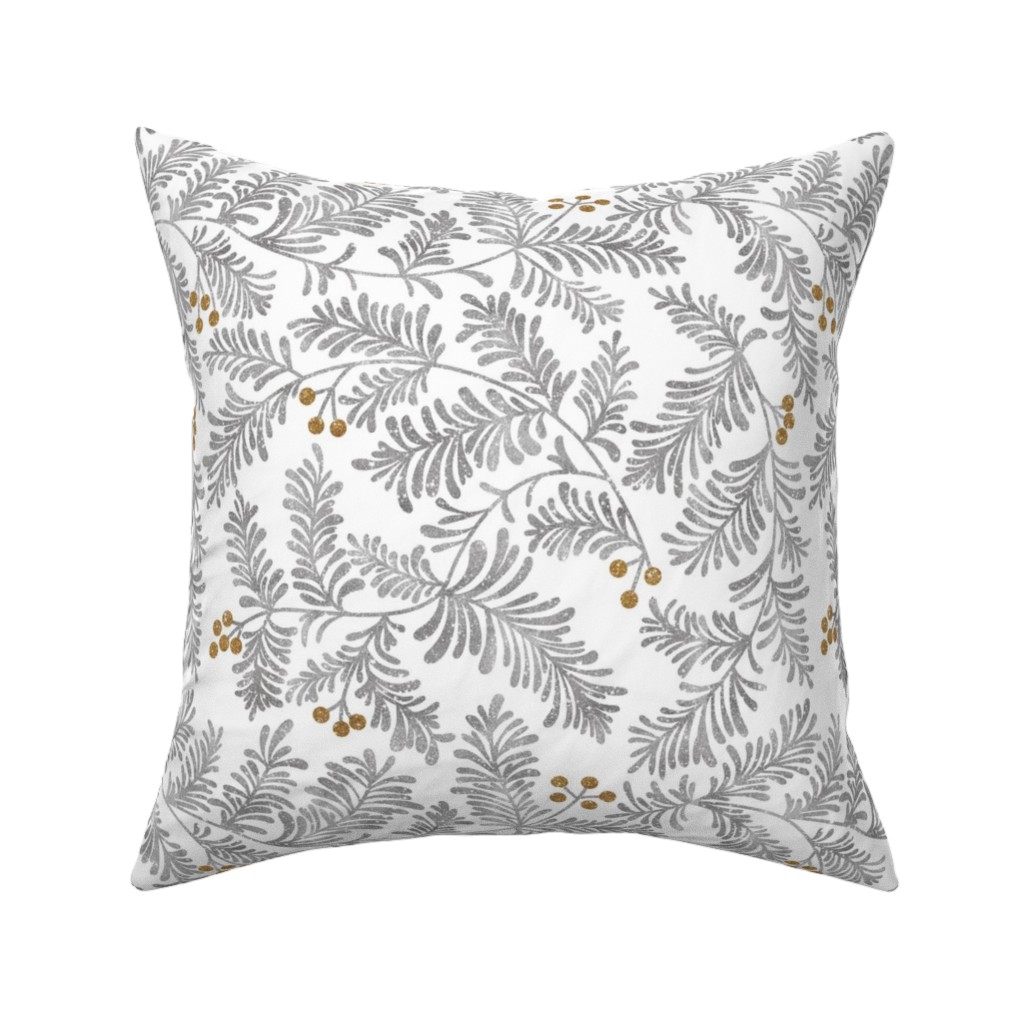 Winter Branches Pillow, Woven, White, 16x16, Double Sided, Gray
