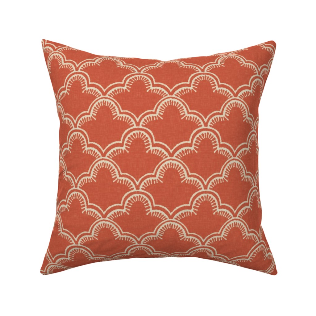 Tangier Pillow, Woven, White, 16x16, Double Sided, Orange