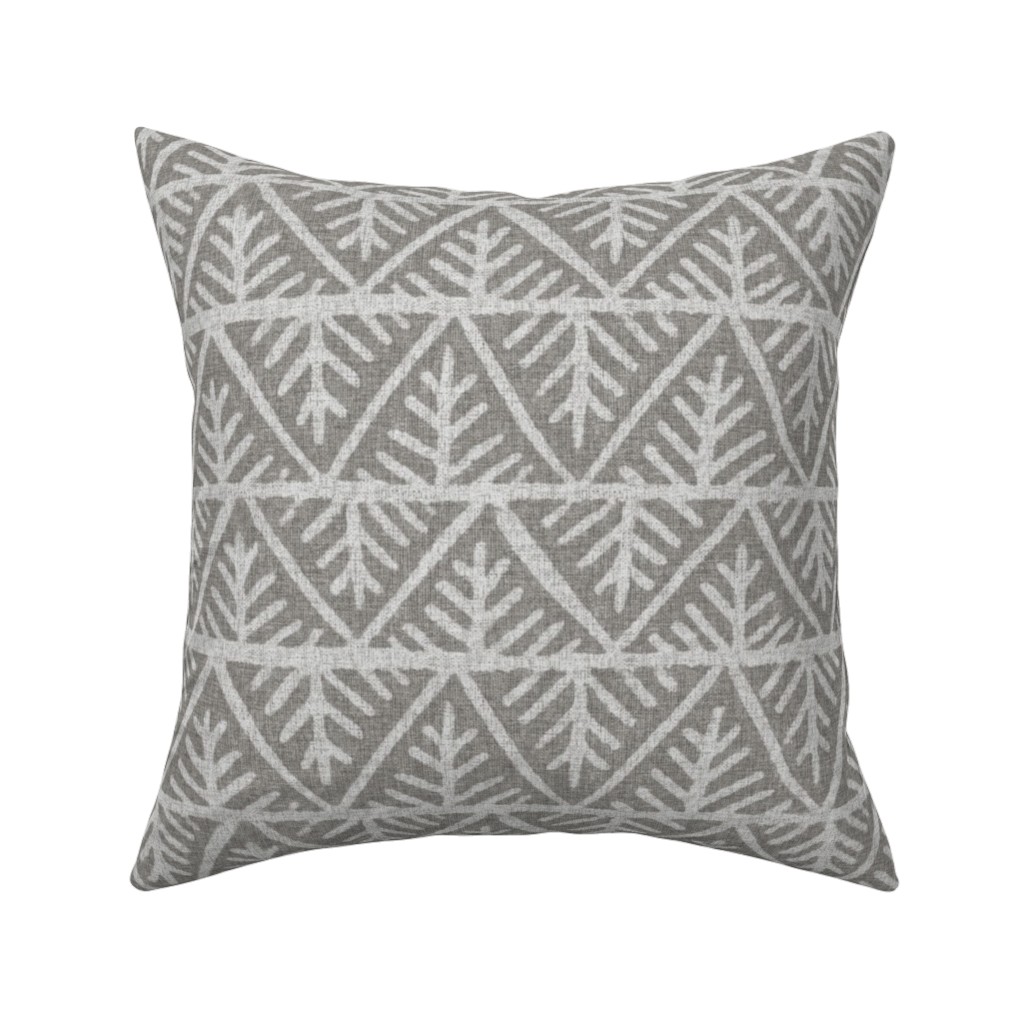 Textured Mudcloth Pillow, Woven, White, 16x16, Double Sided, Gray, Silver