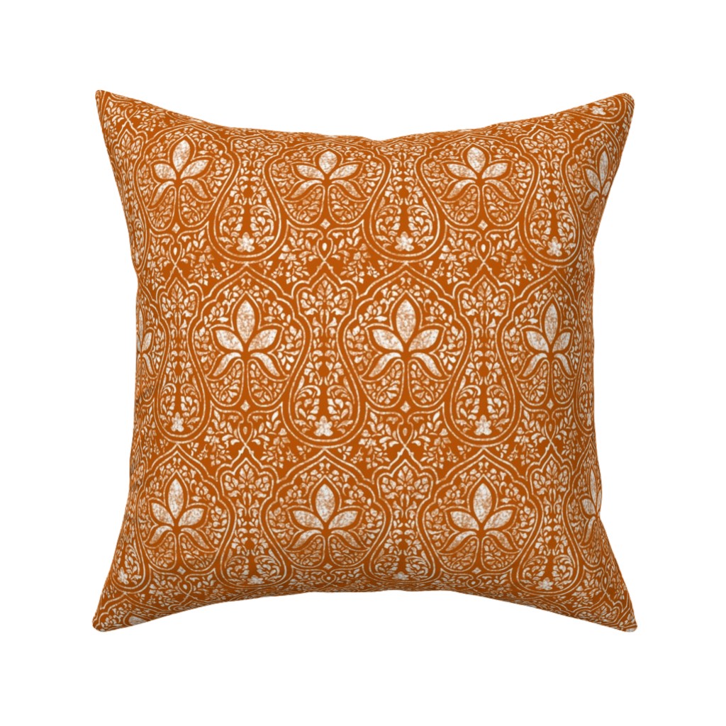 Rajkumari Batik - Spice and White Pillow, Woven, White, 16x16, Double Sided, Orange