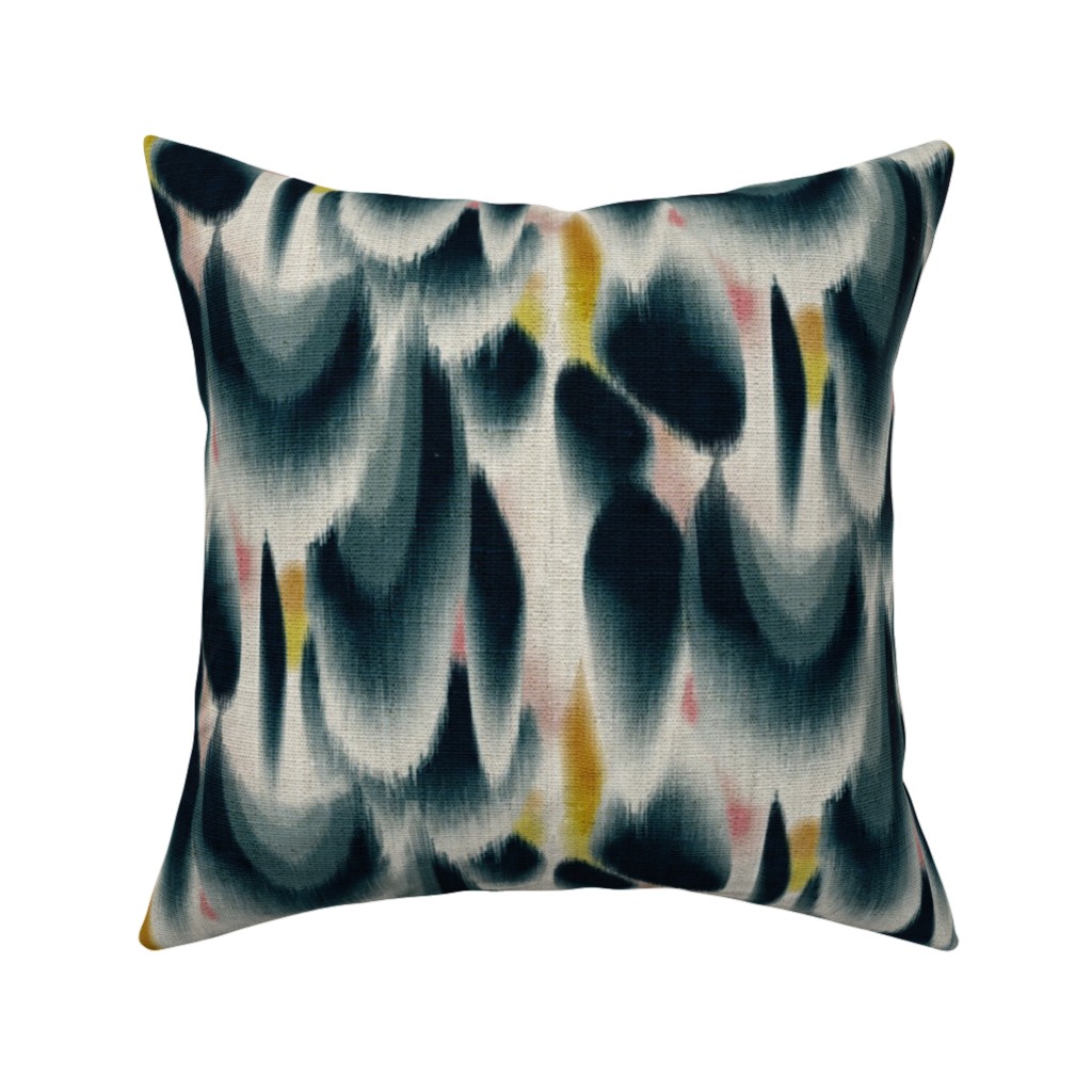Shibori Wing Spots - Indigo Pillow, Woven, White, 16x16, Double Sided, Green