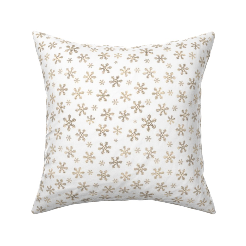 Holiday Snowflakes - Gold Pillow, Woven, White, 16x16, Double Sided, Yellow