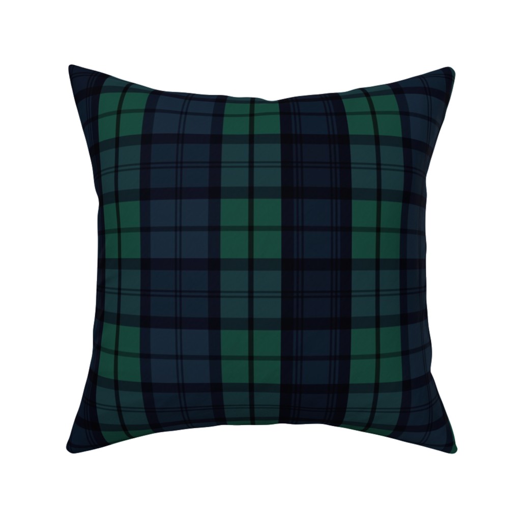 Dark Green Plaid Pillow, Woven, White, 16x16, Double Sided, Green, Classic Green