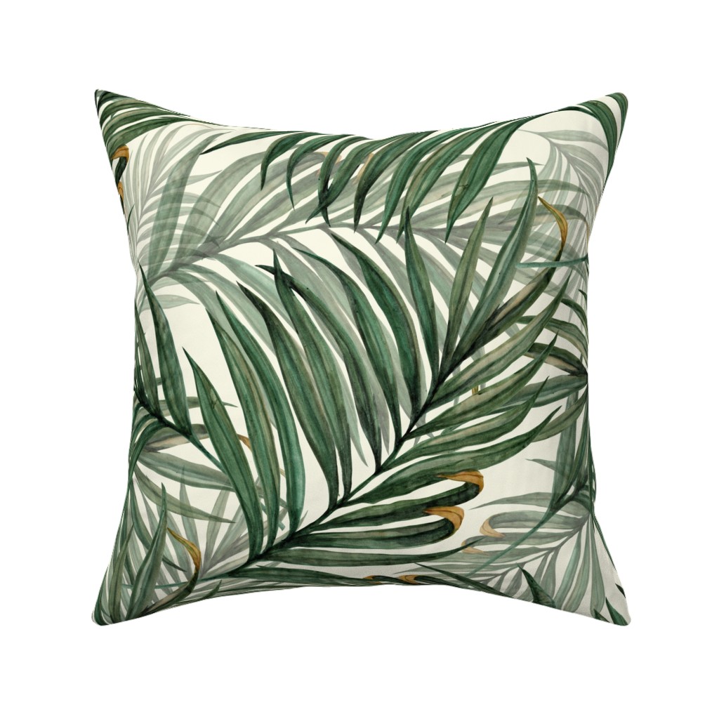Palm Leaves King Pineapple Pillow, Woven, White, 16x16, Double Sided, Green