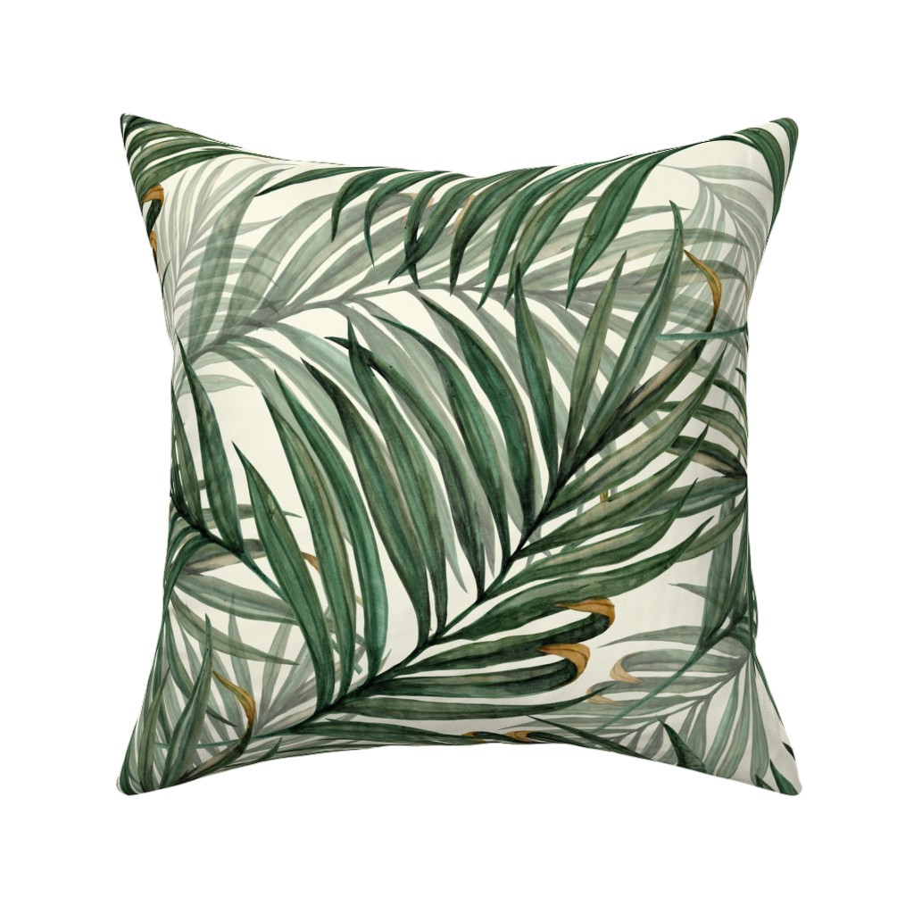 Palm Leaves King Pineapple Pillow, Woven, White, 16x16, Double Sided, Green, Classic Green
