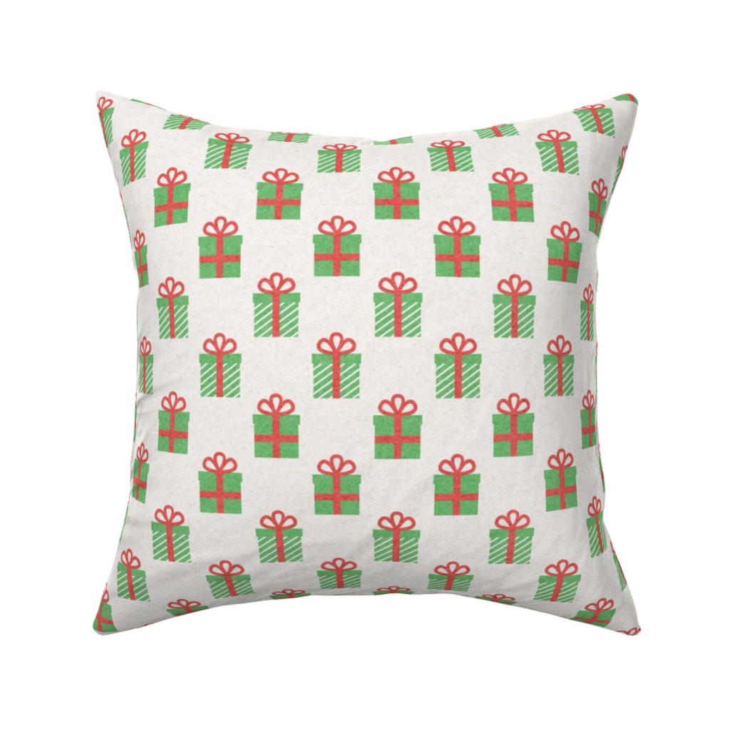 Christmas Presents Pillow, Woven, White, 16x16, Double Sided, Multicolor