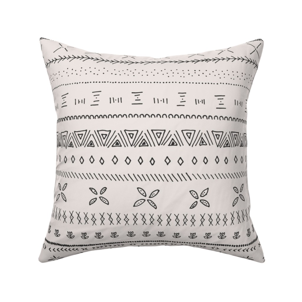 Boho Print Pillow, Woven, White, 16x16, Double Sided, Beige, Silver Lining