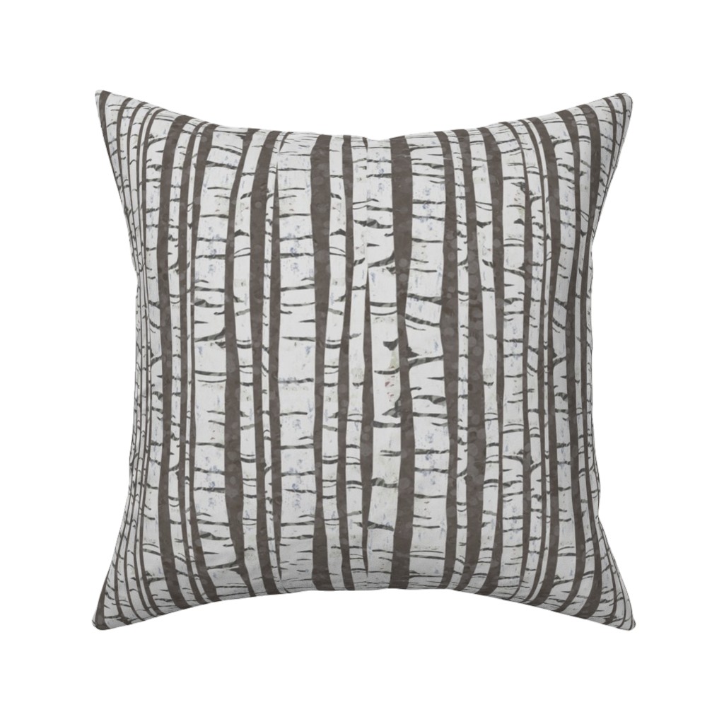 Birch Forest - Gray Pillow, Woven, White, 16x16, Double Sided, Gray