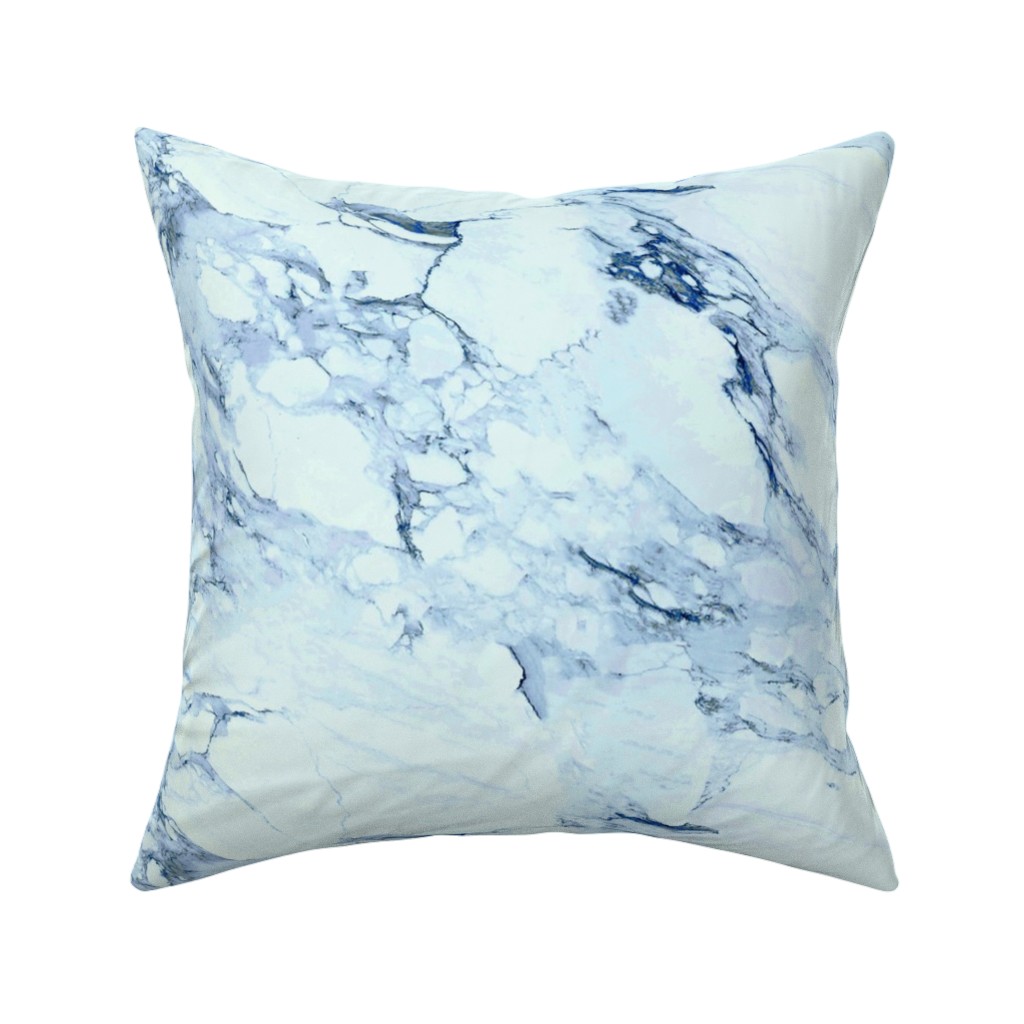Marble - Blue Pillow, Woven, White, 16x16, Double Sided, Blue, True Blue