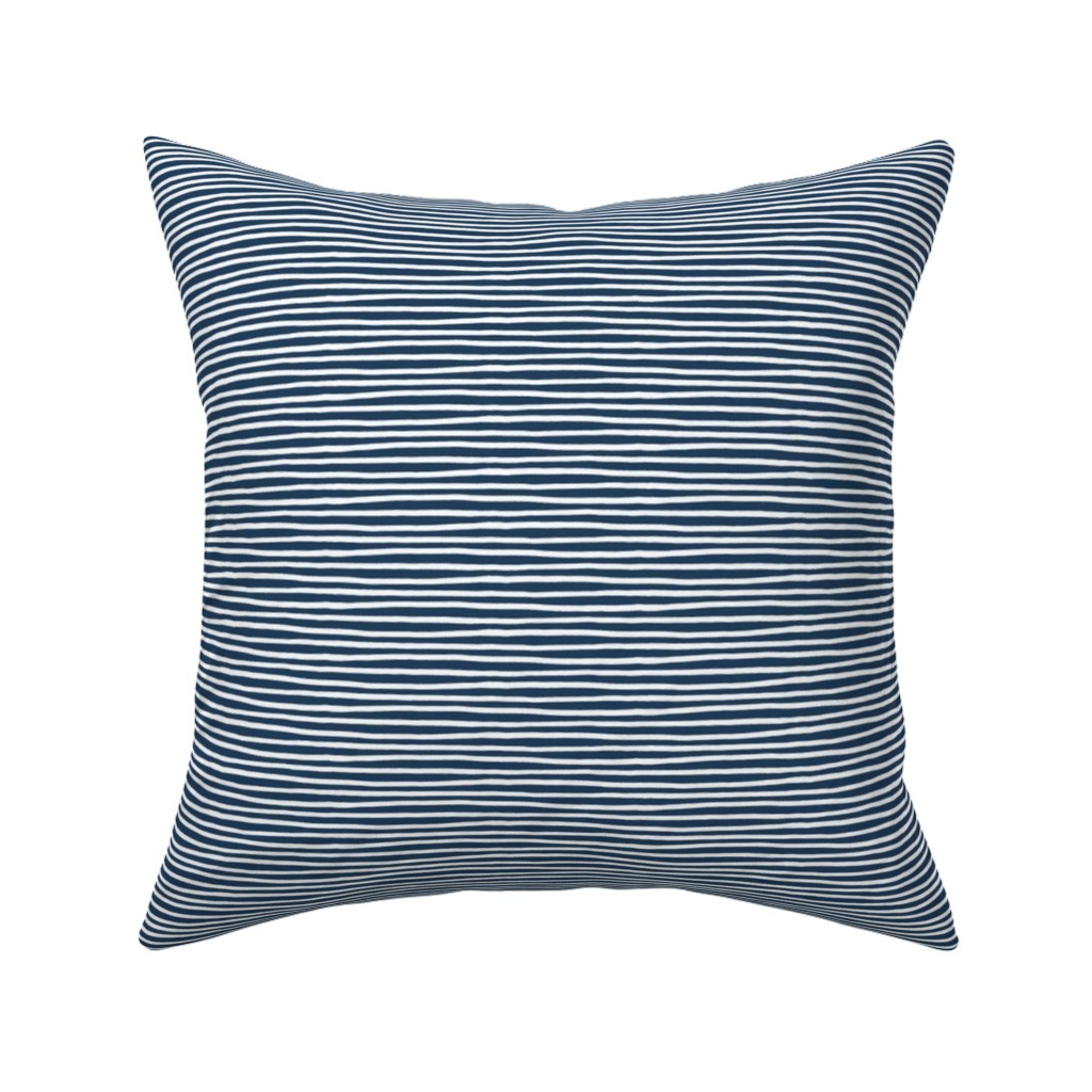 Navy Blue and White Stripes Pillow, Woven, White, 16x16, Double Sided, Blue, True Blue