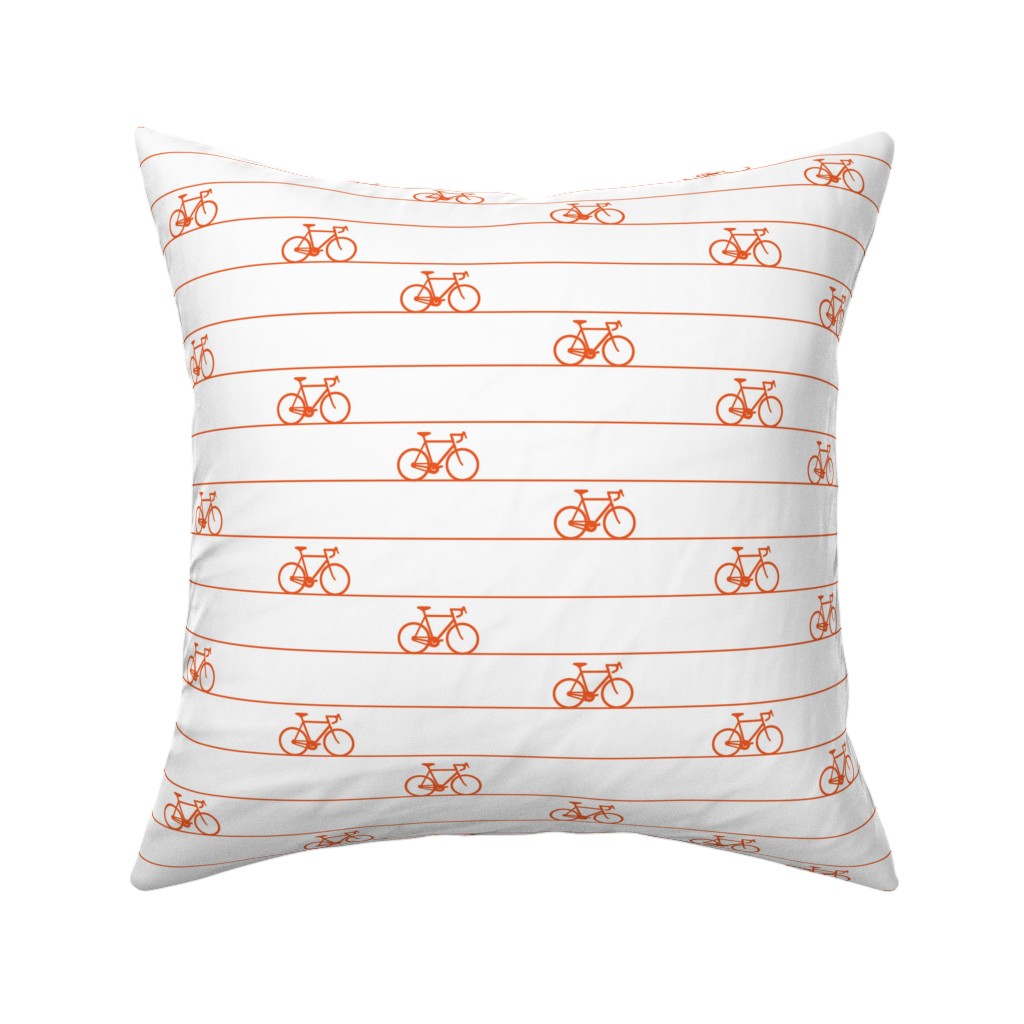 Biking Pillow, Woven, White, 16x16, Double Sided, Orange, Fawn