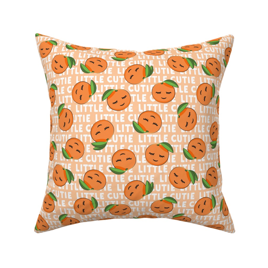 Little Cutie - Happy Oranges - Orange Pillow, Woven, White, 16x16, Double Sided, Orange, Orange