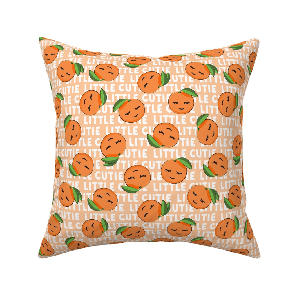 Little Cutie - Happy Oranges - Orange Pillow, Woven, White, 16x16, Double Sided, Orange