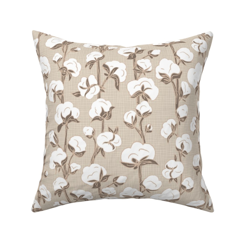 Cotton Stalk Stripe - Brown Pillow, Woven, White, 16x16, Double Sided, Beige, Pearl