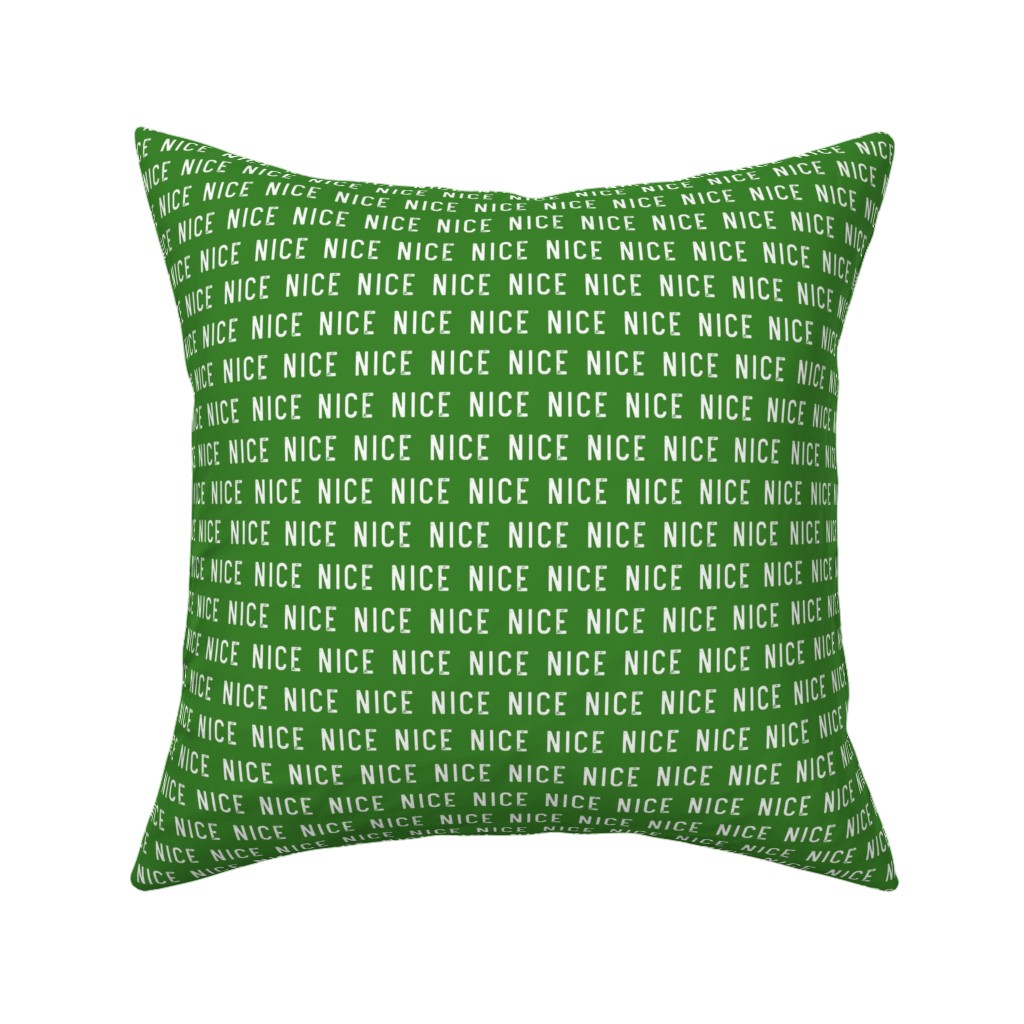 Nice - Green Pillow, Woven, White, 16x16, Double Sided, Green