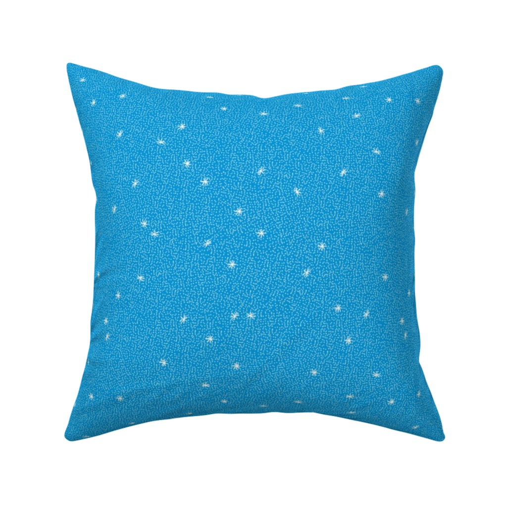 Holiday Hygge Snowflakes Pillow, Woven, White, 16x16, Double Sided, Blue, True Blue